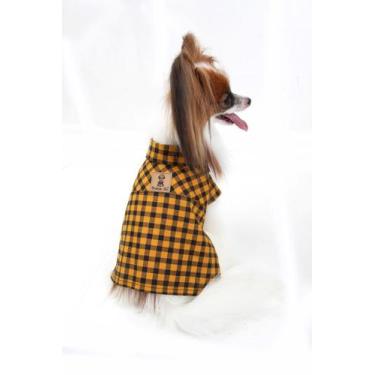 Imagem de Camisa Xadrez para Cachorro e Gato Pet - Bichinho Chic, Amarelo, PP