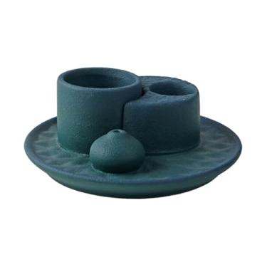 Imagem de WeiLaiKeQi Incense queimador de incenso sticks titular de mediação presente de casa estátua de cerâmica estátua para gabinete de gabinete de ioga de, Azul