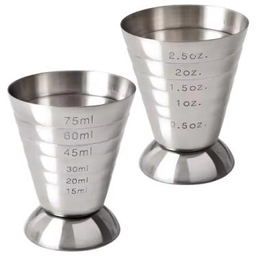 Imagem de Jigger de 2 peças para bartending copo medidor de coquetel de aço inoxidável 75 ml com escala profissional coquetel coquetel jigger acessórios de barman, copo medidor de coquetel