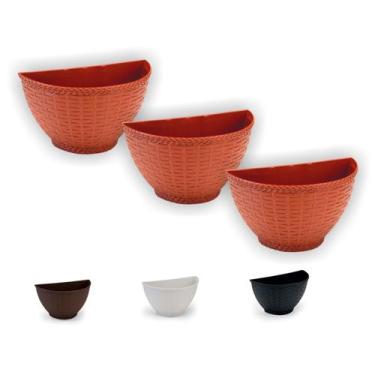 Imagem de Vaso De Parede Rattan G Kit Com 3 - Jardim Vertical Orquidea Samambaia