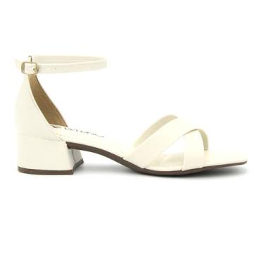 Imagem de Sandalia Via Uno 853008 Salto Grosso Baixo Casual Feminino, 37, Off, W