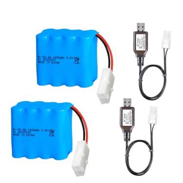Imagem de Itexkun 2 peças 9,6v 1400mah Ni-Cd bateria recarregável KET-2P tipo X com 2 x cabos USB para carro RC RC caminhão tanque barco robô