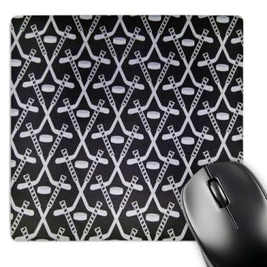 Imagem de 3dRose Mouse pad LLC 20 x 20 x 0,63 cm, bastão de hóquei branco em preto (mp_35276_1)
