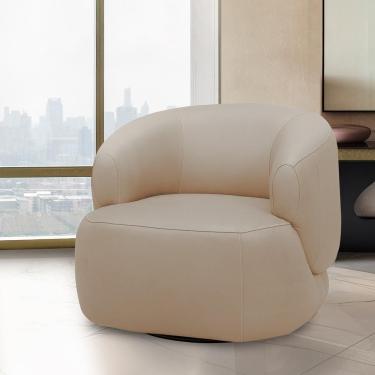 Imagem de Poltrona Decorativa Verona Sala De Estar Base Giratória Em Aço Couro Nude G88 - Gran Belo