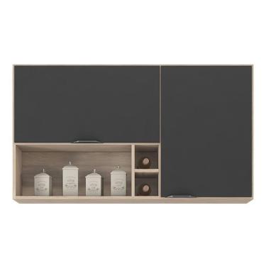 Imagem de Armário Aéreo Firenze 120cm 2 Portas Com Nichos Avena Grafito - Demóbile Avena Grafito