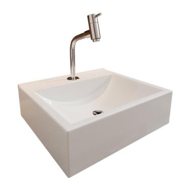 Imagem de Cuba Pia Para Banheiro Roma Com Torneira Dl05 E Valvula Abs Branco Brilho