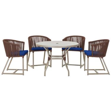 Imagem de Mesa Com 4 Cadeiras E Noronha Estofado 10 Trama Original Marrom