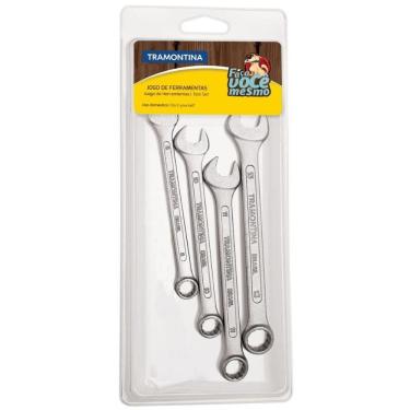 Imagem de Jogo De Chaves Combinadas Tramontina Aço Especial Cromado - 4 Peças - 43408/148