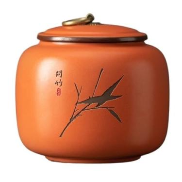 Imagem de Lata de chá Lata de chá de argila roxa de alta qualidade com tampa selada, jarra de armazenamento doméstico para café, chá, açúcar e doces Caixa de chá(Orange,Pequeno)
