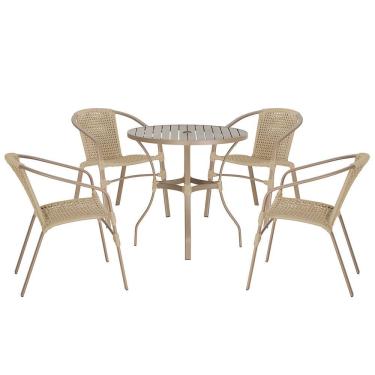 Imagem de 04 Cadeiras Floripa E Mesa Roma 100cm Fendi Trama Original Rami