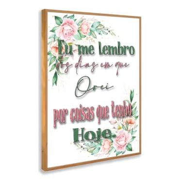 Imagem de Quadro Decorativo Orei e Hoje Tenho Com Moldura Fé Gratidão Cristão Frase Floral Deus Esperança Motivação Pastel Família Amor Fé Religiosa