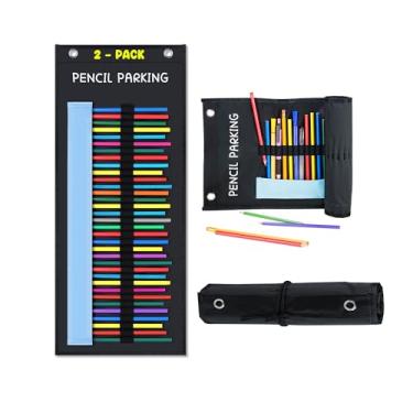 Imagem de AKAYOK Pacote Com 2 Lápis De Bolso Para Estacionamento - Dispensador 36 Compartimentos Sala Aula, Escola E Casa, Organizador Preto Crianças Professores (24 X 10")