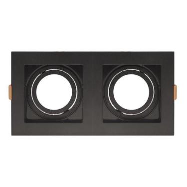 Imagem de Spot De Embutir Quadrado Recuado Duplo Ar70 Direcionável Preto - TASCH