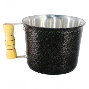 Imagem de Canecão De Alumínio Cabo Madeira 3L Preto - DIVIFORTE