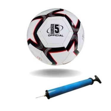 Imagem de Bola Futebol Oficial Costurada Campo E Society + Bomba De Ar Jogos Tre