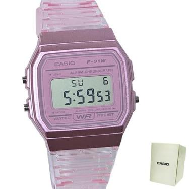 Imagem de Relógio Casio Unissex Digital Rosa Transparente F-91WS-4DF