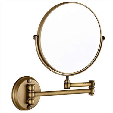 Imagem de Espelho de maquiagem com ampliação 3X, espelho de beleza de dois lados, montado na parede, espelho de banheiro giratório 360°, espelho cosmético extensível, cor antiga (antiq)