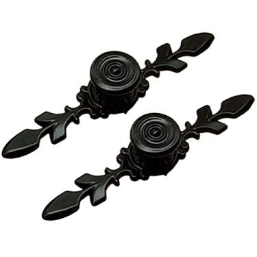 Imagem de Puxador criativo para móveis - Conjunto de 2 puxadores de porta de armário antigos, puxadores de gaveta de alumínio simples, puxador de metal para armário deslizante de gaveta de armário (Preto)