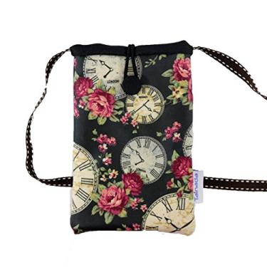 Imagem de Bolsa tiracolo para smartphone Tainada, bolsa de ombro transversal à prova de choque, bolsa de viagem para celular para iPhone XS Max, XR, XS, 8 Plus, Samsung S10, S9+, Google Pixel 3 XL, Clock & Rose Black