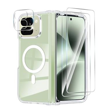 Imagem de Capa magnética para Google Pixel 10 Pro Fold, com 2 protetores de tela e 1 protetor de lente de câmera, [não amarela] [militar à prova de choque] capa transparente para celular Google Pixel 10 Pro