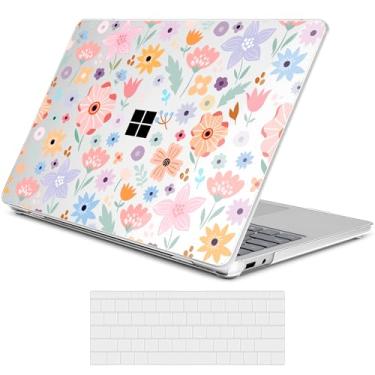 Imagem de Loyrina Capa transparente criativa para laptop Microsoft Surface de 13 polegadas Copilot+ PC 2025 (modelo mais recente), capa protetora ultrafina e leve com padrão artístico, flores coloridas