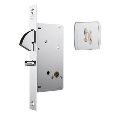 Imagem de Fechadura Para Porta de Correr 950 Banheiro Roseta Quadrada Cromada 45