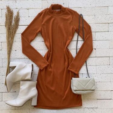 Imagem de Vestido gola alta canelado - Magalu 