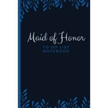 Imagem de Maid of Honor To Do List Notebook: Hardcover/Abstract Royal Blue Leaves on Navy Modern Art/Checklist/Wedding Gift For Maid of Honor from Bride/Cute Card Alternative