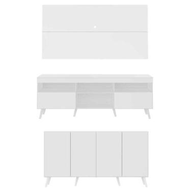 Imagem de Conjunto Sala De Estar Rack Painel 65 e Aparador Retrô - MULTIMOVEIS