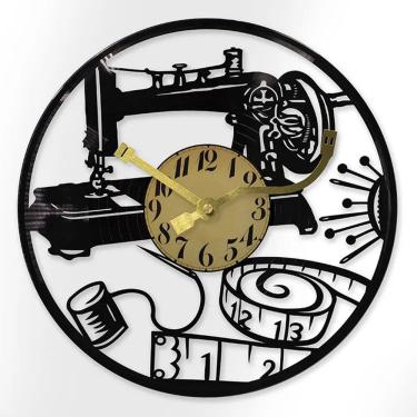Imagem de Máquina de costura de relógio de parede com design retrô com fita métrica de 30 cm