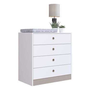 Imagem de Cômoda Infantil Com 4 Gavetas Multimóveis Cr40100 Branca/fumê Branco/fumê