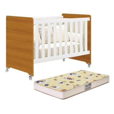 Imagem de Berço Evolution 4 Em 1 Branco Fosco/savana Com Colchão Supreme - Reller Móveis Branco Fosco/savana
