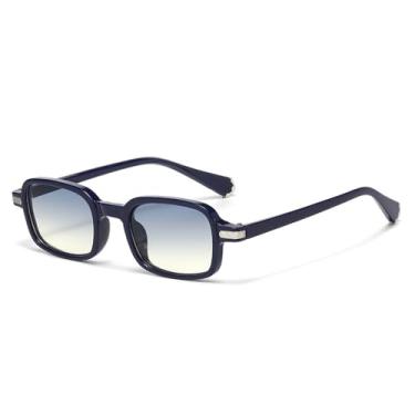 Imagem de Óculos de Sol Femininos com Lentes Transparentes Degradê Oceano, Proteção UV400, Rebites e Design Masculino para Esportes ao Ar Livre, Corrida e Ciclismo, Azul e Amarelo