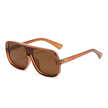 Imagem de Óculos de Sol Feminino Oversized com Rebites e Lentes Gradientes UV400 para Esportes ao Ar Livre, Corrida e Ciclismo, Cor Marrom Chá
