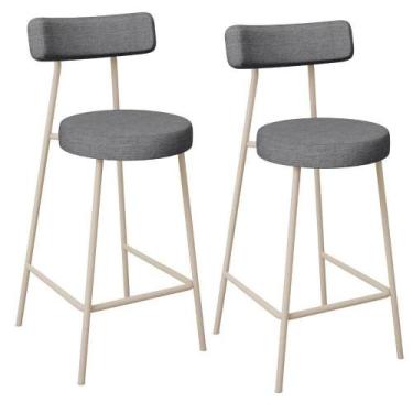 Imagem de Kit 02 Banquetas Baixa Cozinha Sala Jantar Bancada Milão Arena L02 Lin