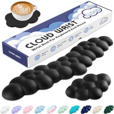 Imagem de Sushret Descanso de Pulso em Nuvem para Teclado - Almofada de Espuma de Memória e Couro PU, Apoio de Braço Fofo, Acessório para Mesa de PC/Gaming/Escritório, Almofada para Mão de Computador