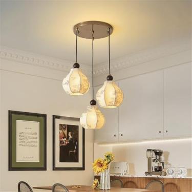 Imagem de Luminária pendente contemporânea de LED para restaurante, bar estilo francês retrô, balcão, café, quarto, escritório, quarto de hotel, lavabo, corredor, escada (AA, 3 lâmpadas)