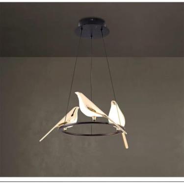 Imagem de Luminária Pendente Nórdica com Pássaros, Moderna e Retrô, LED, Design Criativo, Decoração para Sala de Estar, Sala de Jantar e Quarto (3 Pássaros A (1 peça))