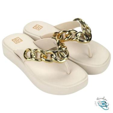 Imagem de Sandalia Chinelo Zaxy Link Feminina Plataforma Detalhe Metalizado Conf