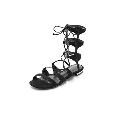 Imagem de Schutz Erlina Black Nubuck Suede Gladiator Lace Up Flat Gladiator Tie Up Sandal (5)