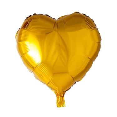 Imagem de BALAO METALIZADO CORACAOC/CANUDO DOURADA 18 "