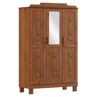 Imagem de Guarda Roupa 3p Espelho Com Aplique 115 Cm 1271 Castanho Milani Store Castanho