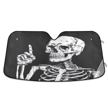 Imagem de SEHANY Esqueletos góticos engraçados para para-brisa, protetor solar dobrável, protetor de viseira de sol bloqueia os raios UV para manter o veículo fresco protetor de viseira de sol para carro