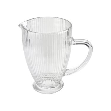 Imagem de Jarra de Vidro Listrada 1Litro Transparente Design Elegante para Água Sucos Bebidas