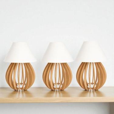 Imagem de Kit 3 Abajur De Cabeceira De Cama Iluminaria De Mesa Quarto Escritorio