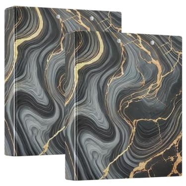 Imagem de Prancheta de 3 argolas para fichário de espiral de mármore comporta 200 folhas de pasta de arquivo para material de escritório, pacote com 2