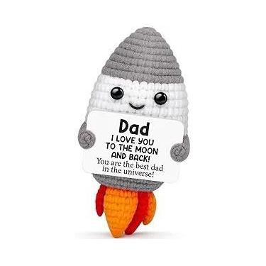 Imagem de Presente para o pai foguete de crochê feito à mão, presente de agradecimento com tema espacial, I Love You to the Moon and Back, presente de aniversário de Natal para pai de filha ou filho