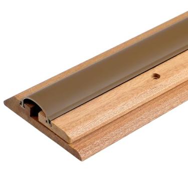 Imagem de Weysat Limiar de carvalho ajustável de 91,4 cm com vedação de vinil, limiar de porta externa de carvalho vermelho para portas para preencher lacunas de 0,9 a 3,5 cm, peitoril de madeira maciça para