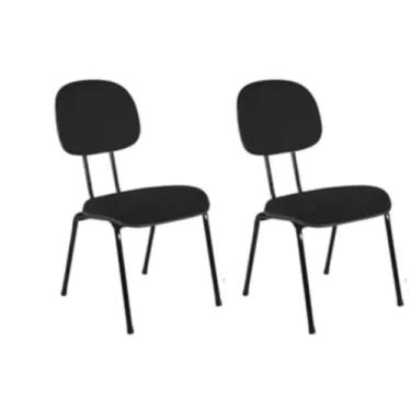 Imagem de Kit 2 Cadeiras de Escritório Fixa Estofadas - Resistentes para Igrejas, Escolas, Escritórios e Ambientes Institucionais, Confortáveis e Práticas (preta)