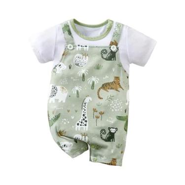 Imagem de Macacão Infantil Masculino Com Estampa De Animais Do Zoológico, Manga 